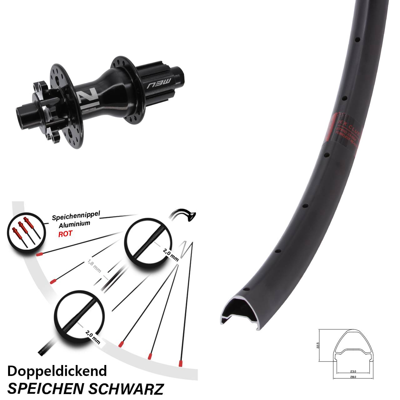 Hinterrad 27,5 Zoll Clue Novatec N3W 12x142
