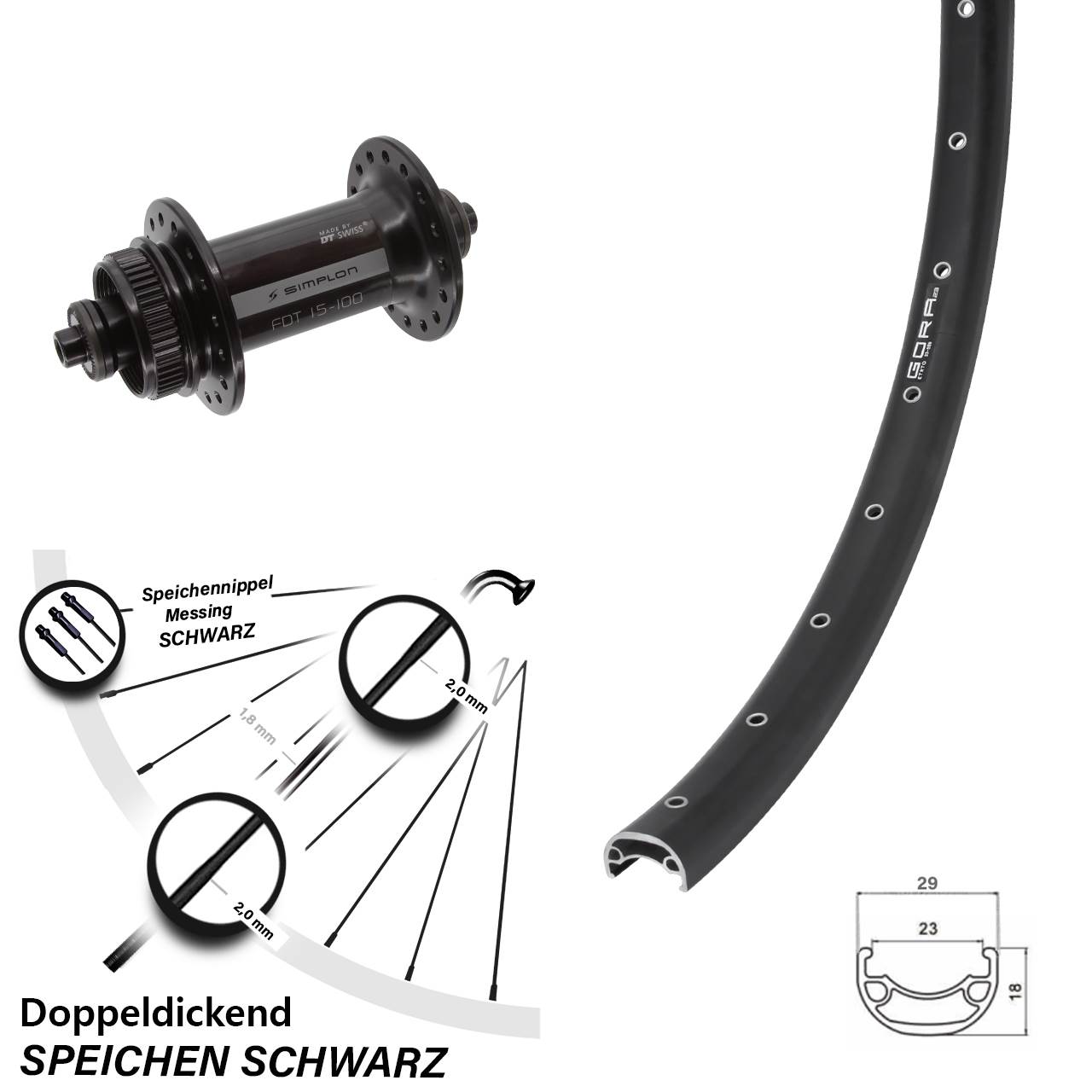Vorderrad 28 Zoll Gora 23 DT Swiss 370 Centerlock QR