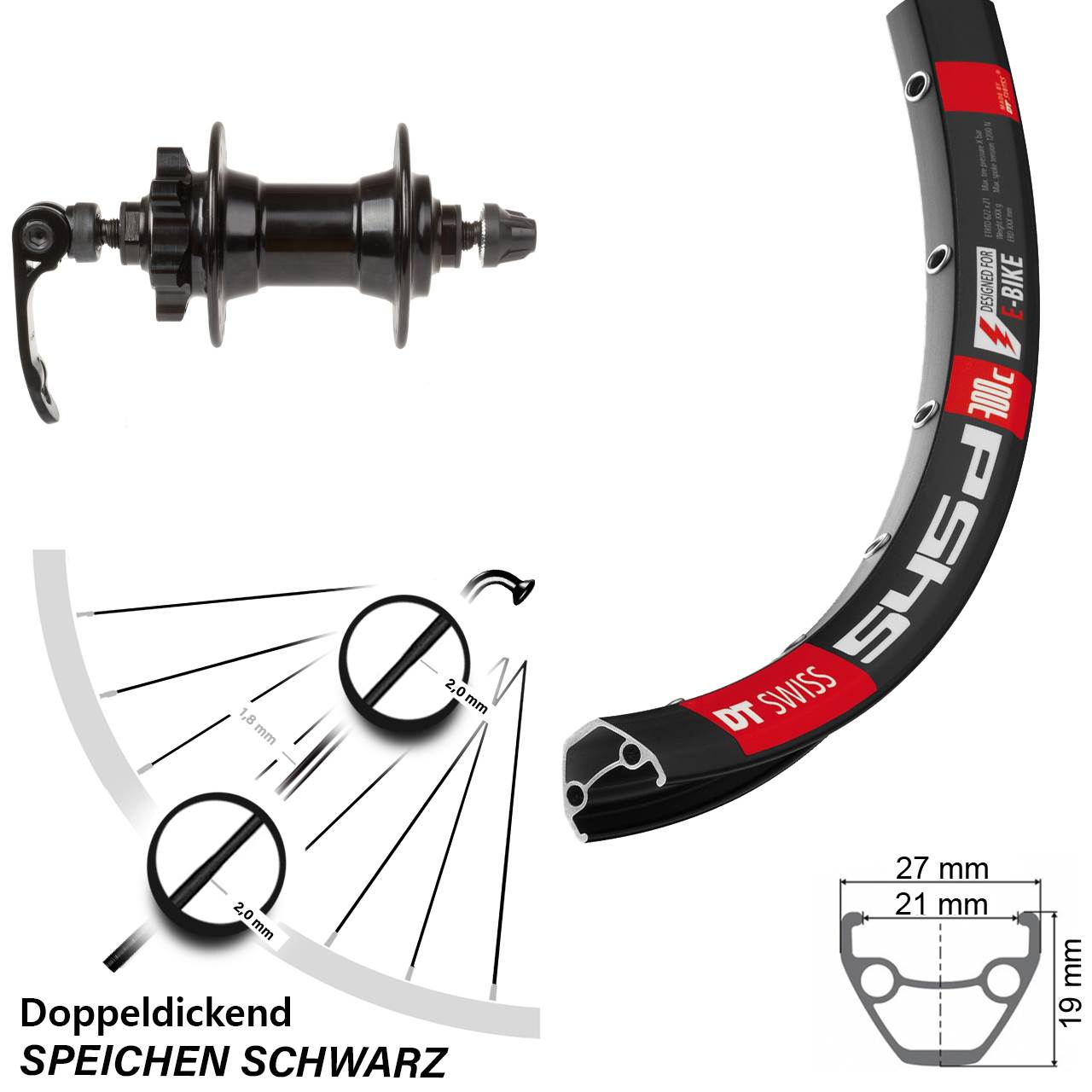 28 Zoll DT Swiss 545 Novatec Disc Vorderrad für Schnellspanner