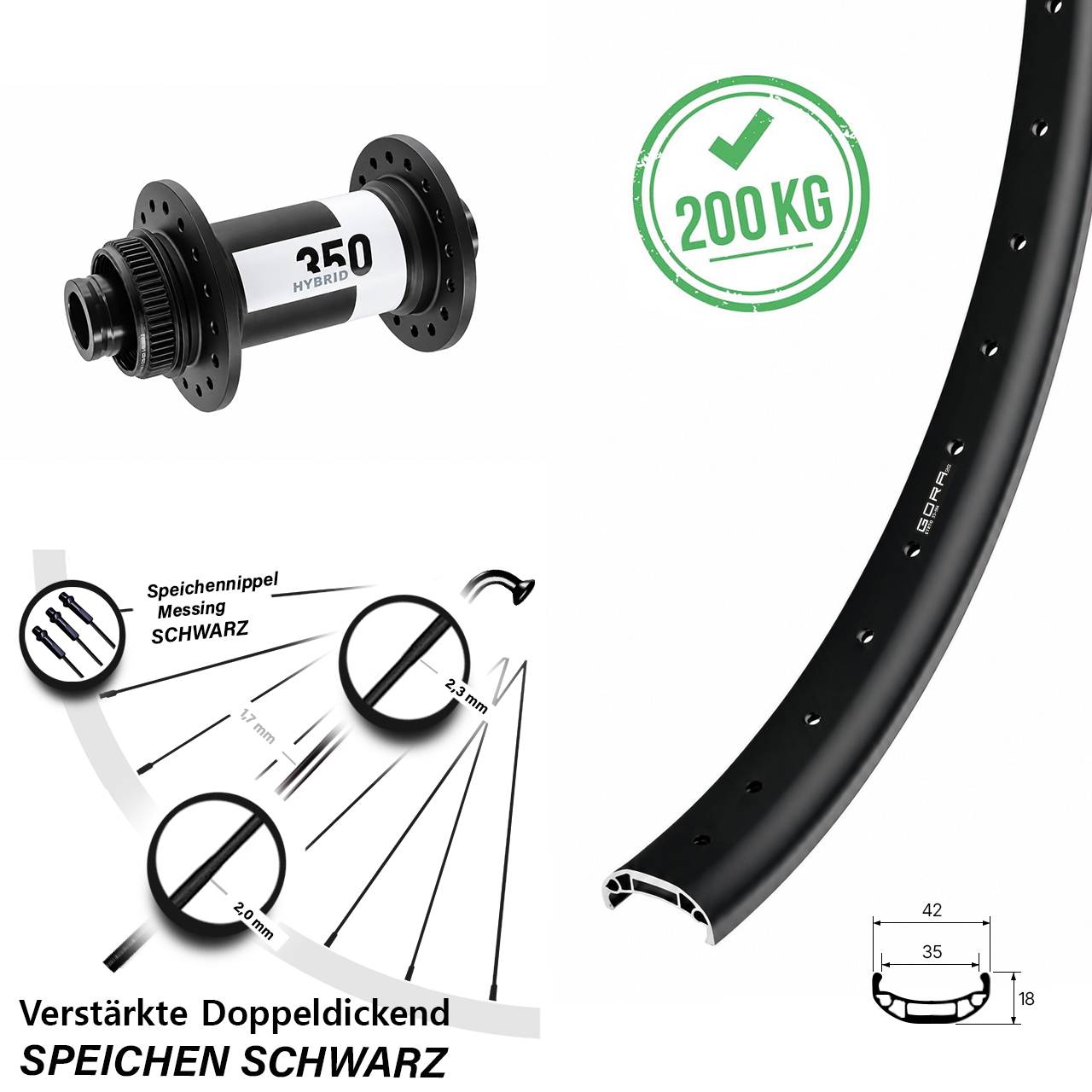 Boost Centerlock Vorderrad 15x110 27,5 Zoll Gora 35 Heavy Duty DT Swiss 350 Hybrid