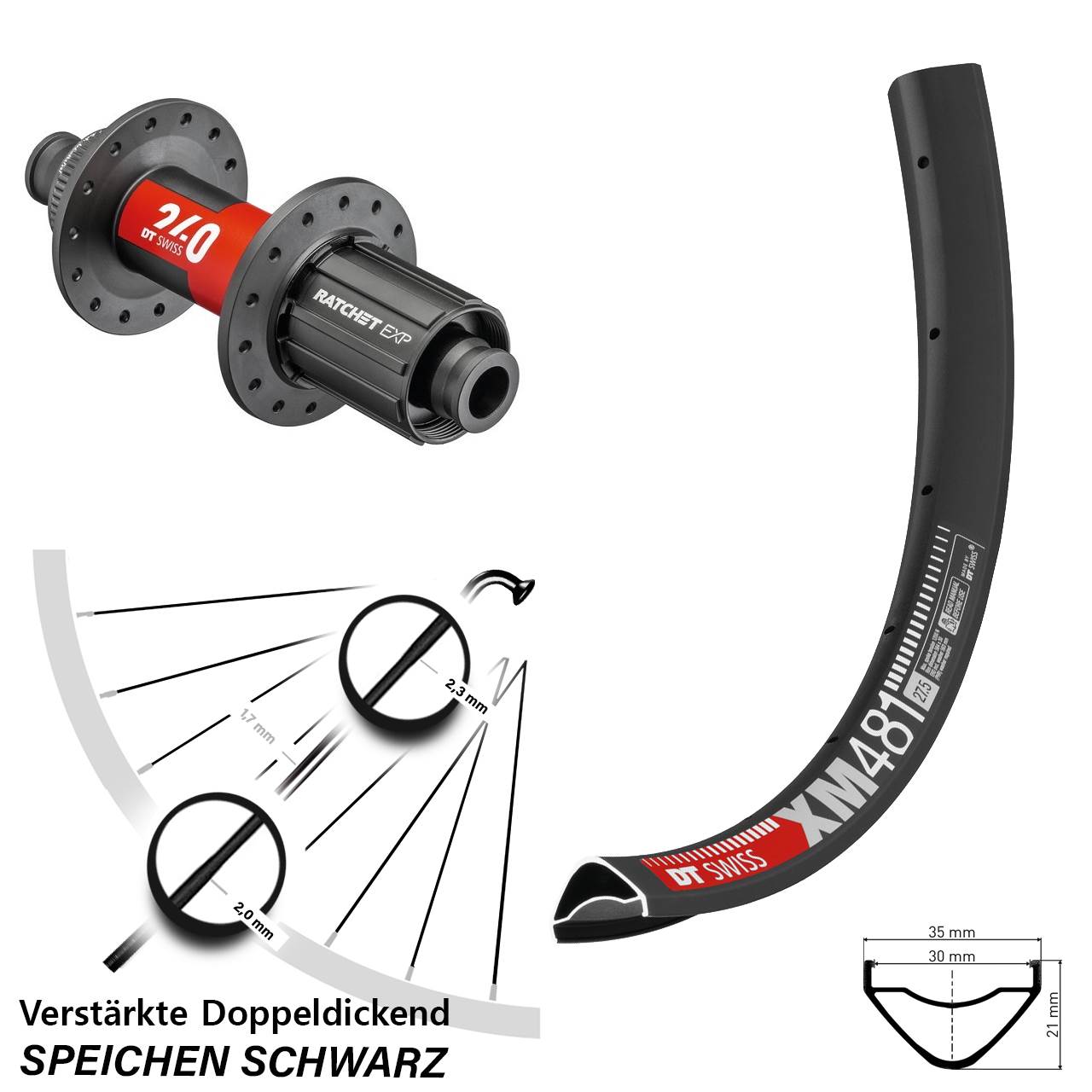 DT Swiss XM 481 DT Swiss 240 EXP 27,5 Zoll Disc Laufrad 12x142 11-12 fach HG