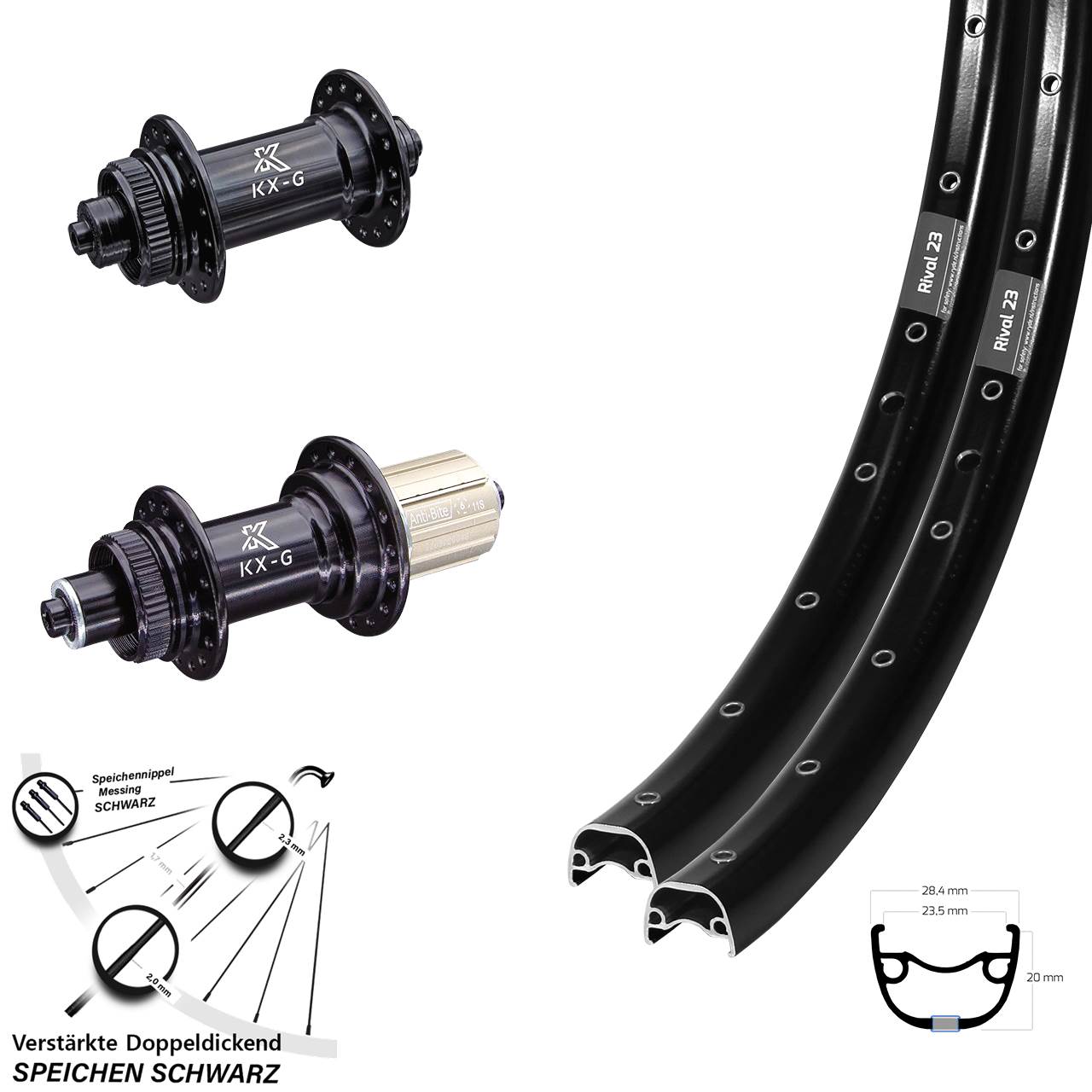 Ryde Rival 23 KX-G 27,5 Zoll Centerlock Laufradsatz QR 8-12 fach HG