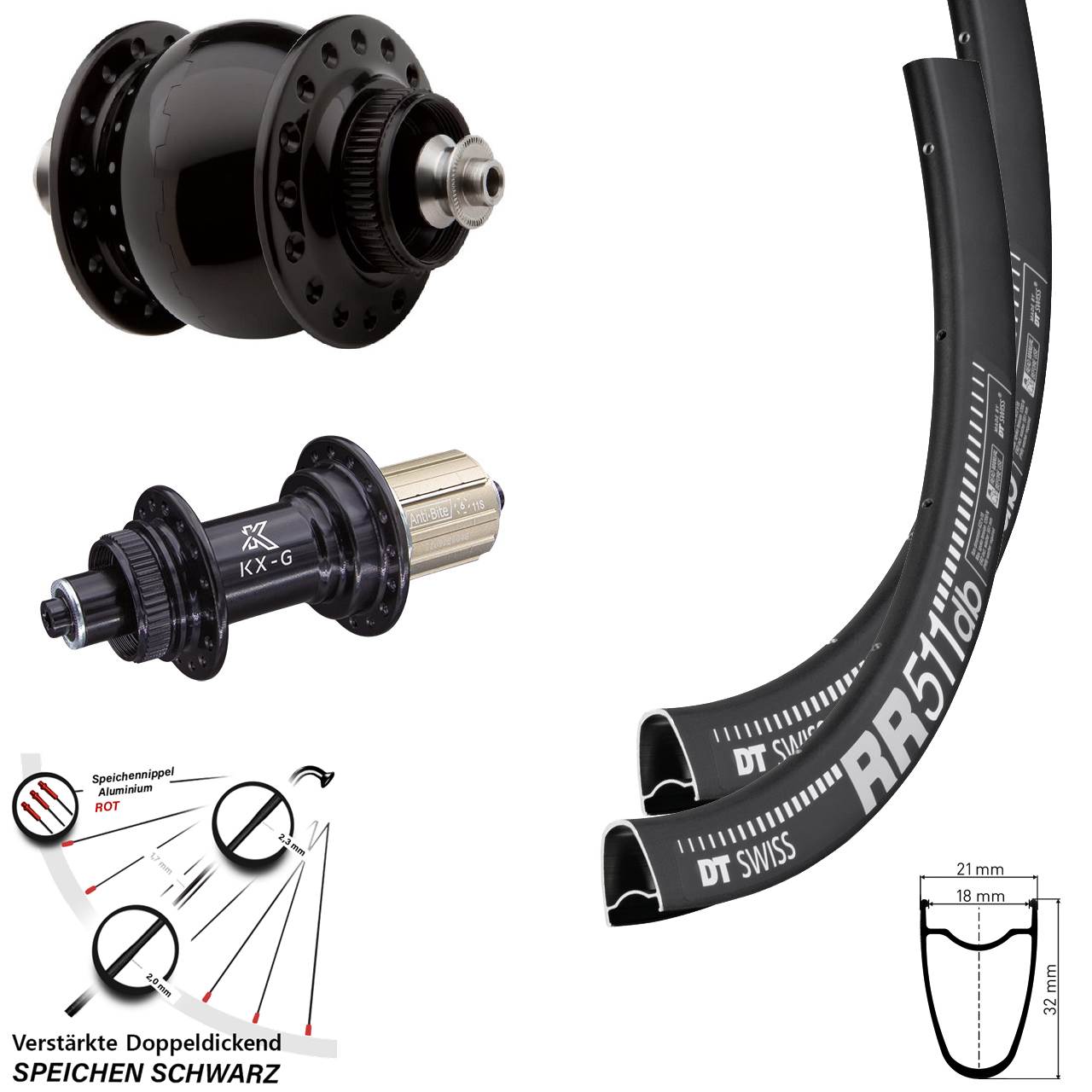 Laufradsatz Centerlock SON 28 Zoll DT Swiss RR 511 KX-G 8-12 fach QR