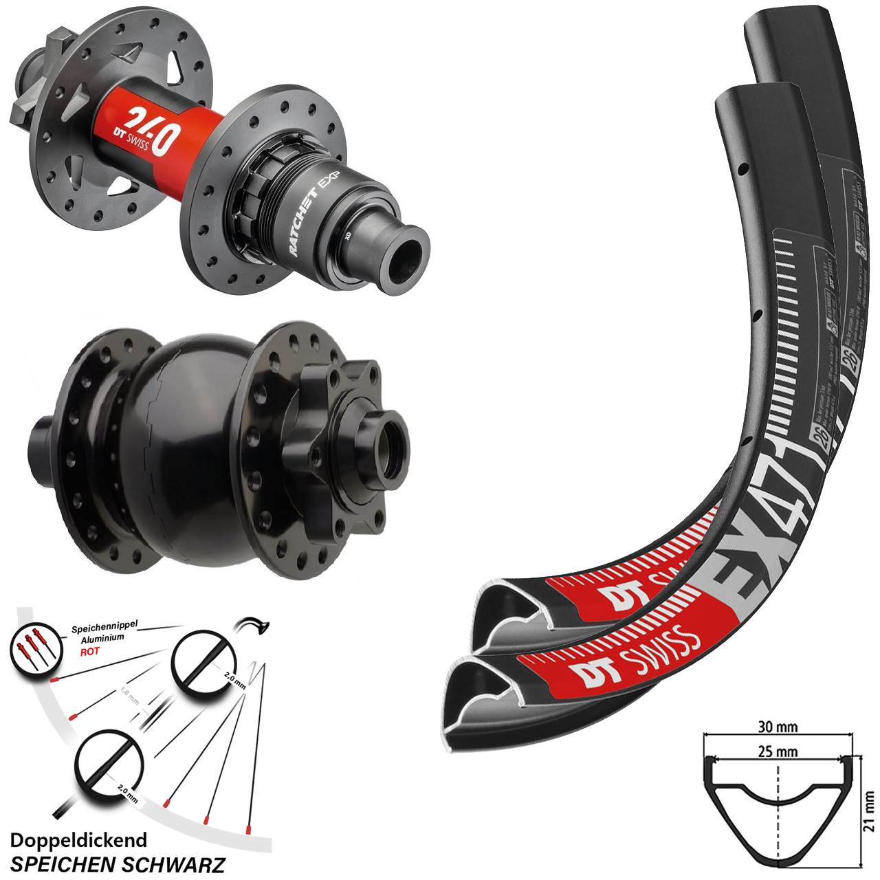 Disc Laufrad-Satz 15x110 12x148 26 Zoll DT Swiss EX 471 240 EXP SON 28 SRAM XD