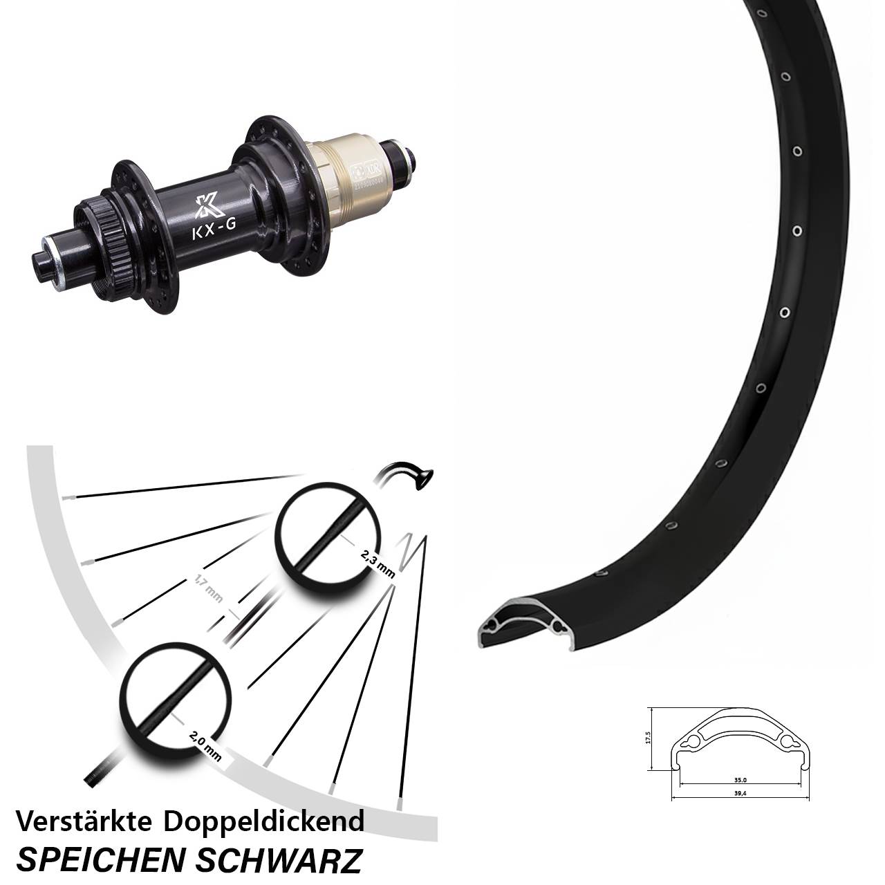 Ryde Disc 35 KX-G 29 Zoll Laufrad für Schnellspanner SRAM XDR