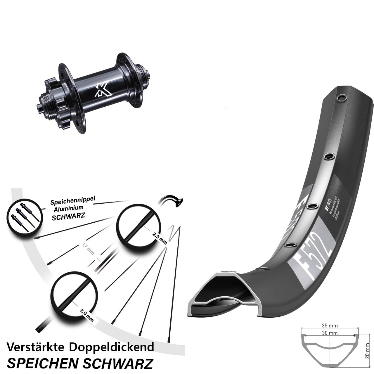 DT Swiss F 572 KX-M 29 Zoll Disc Vorderrad für Schnellspanner