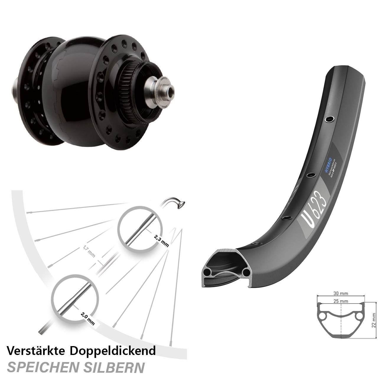 SON 28 Disc Centerlock schwarz eloxiert DT Swiss U 623 29 Zoll Vorderrad