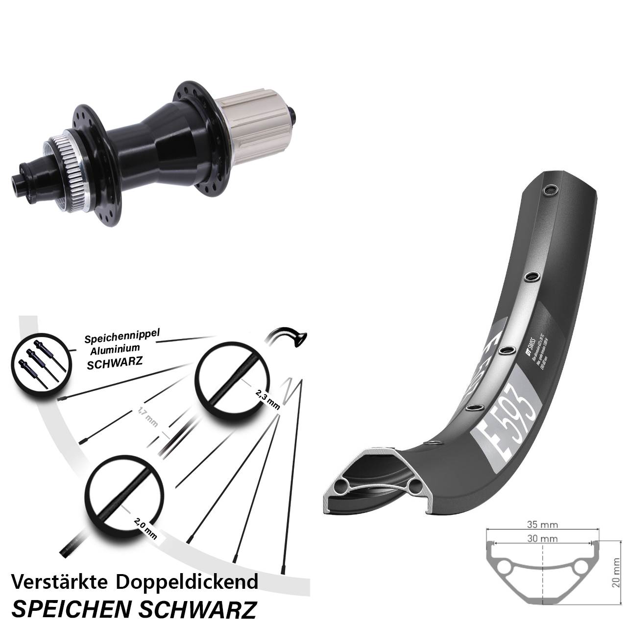 Disc Hinterrad 29 Zoll DT Swiss E593 Novatec CL135 8-12 fach QR