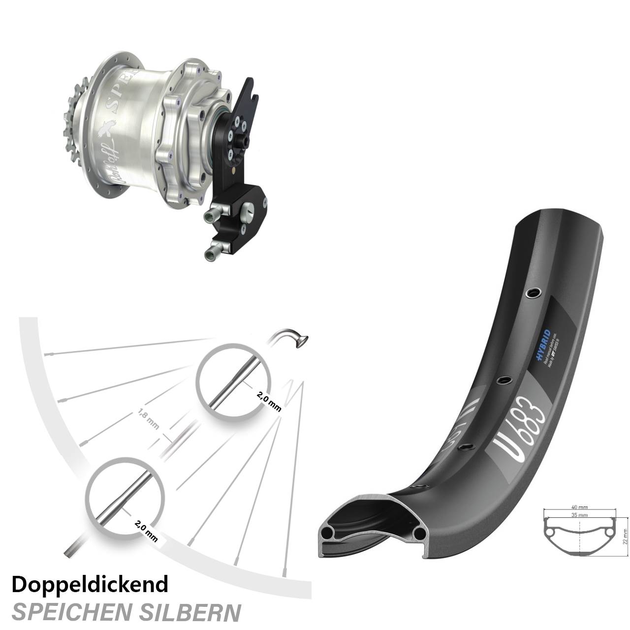 DT Swiss U683 Rohloff Speedhub CC DB OEM2 Tandem 27,5 Zoll Disc Hinterrrad