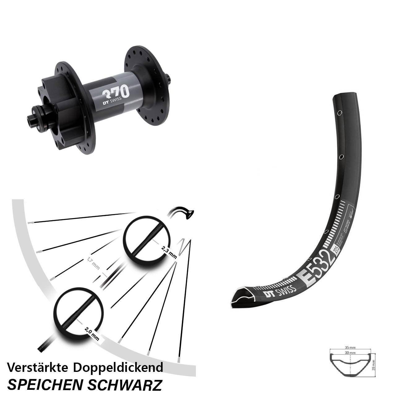 Vorderrad 6-Loch QR 27,5 Zoll DT Swiss E 532-370