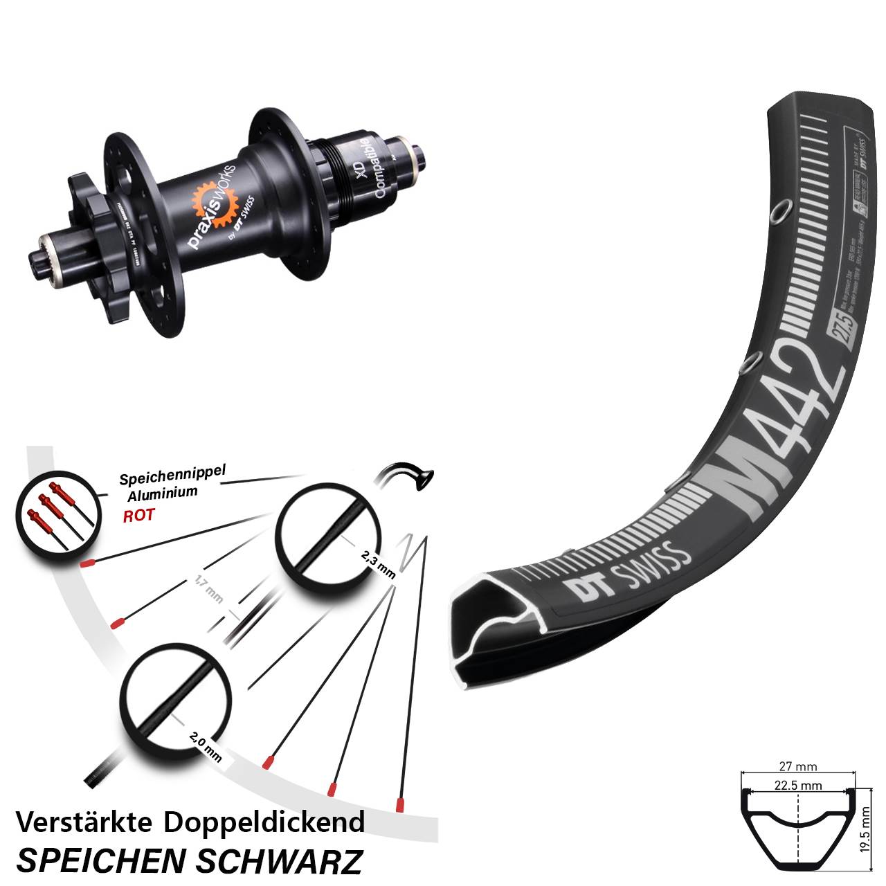 Disc Laufrad 28 Zoll DT Swiss M 442-350 XD 11-12 fach QR