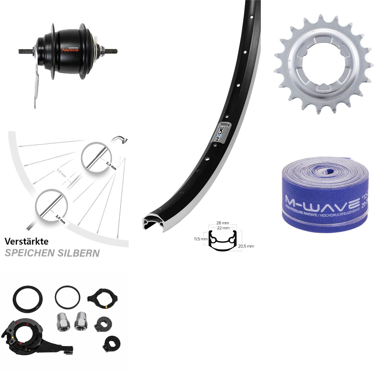 Hinterrad 27,5 Zoll Ryde Andra 35 Shimano Nexus 8 Gang Rücktritt