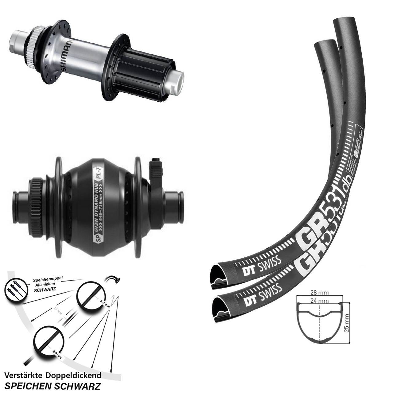 Disc Laufradsatz 27,5 Zoll DT Swiss GR531 Shutter PL-7 Shimano GRX 8-12 fach HG 12x100/142