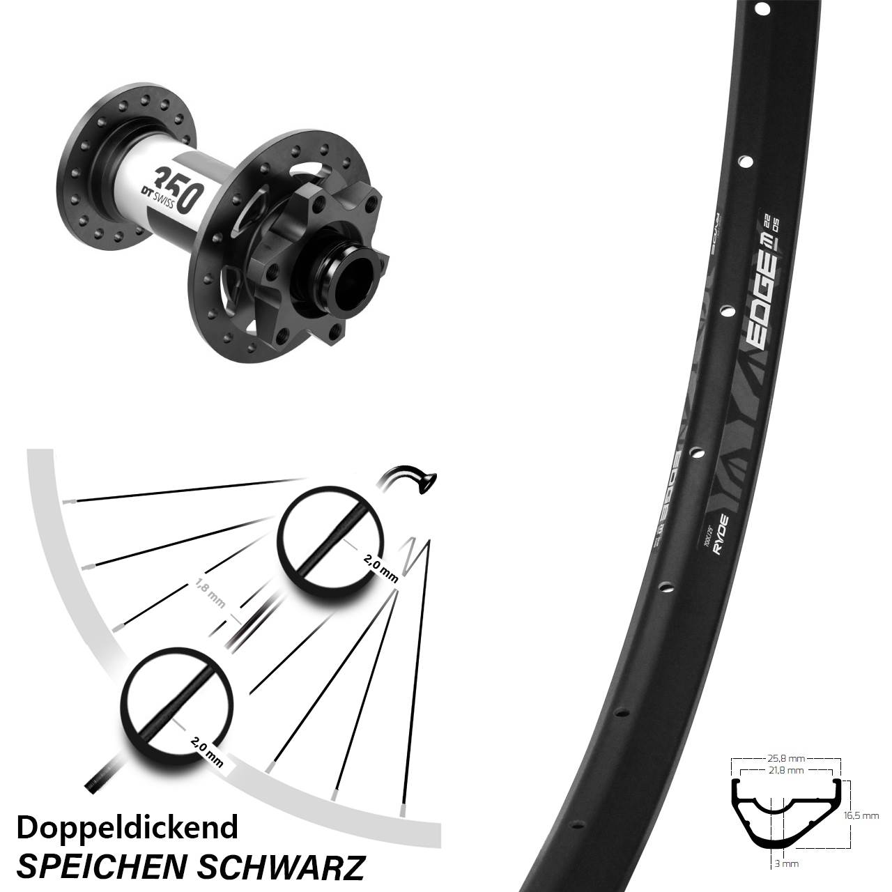 Boost Disc Laufrad 15x110 29 Zoll Ryde Edge M22 DT Swiss 350