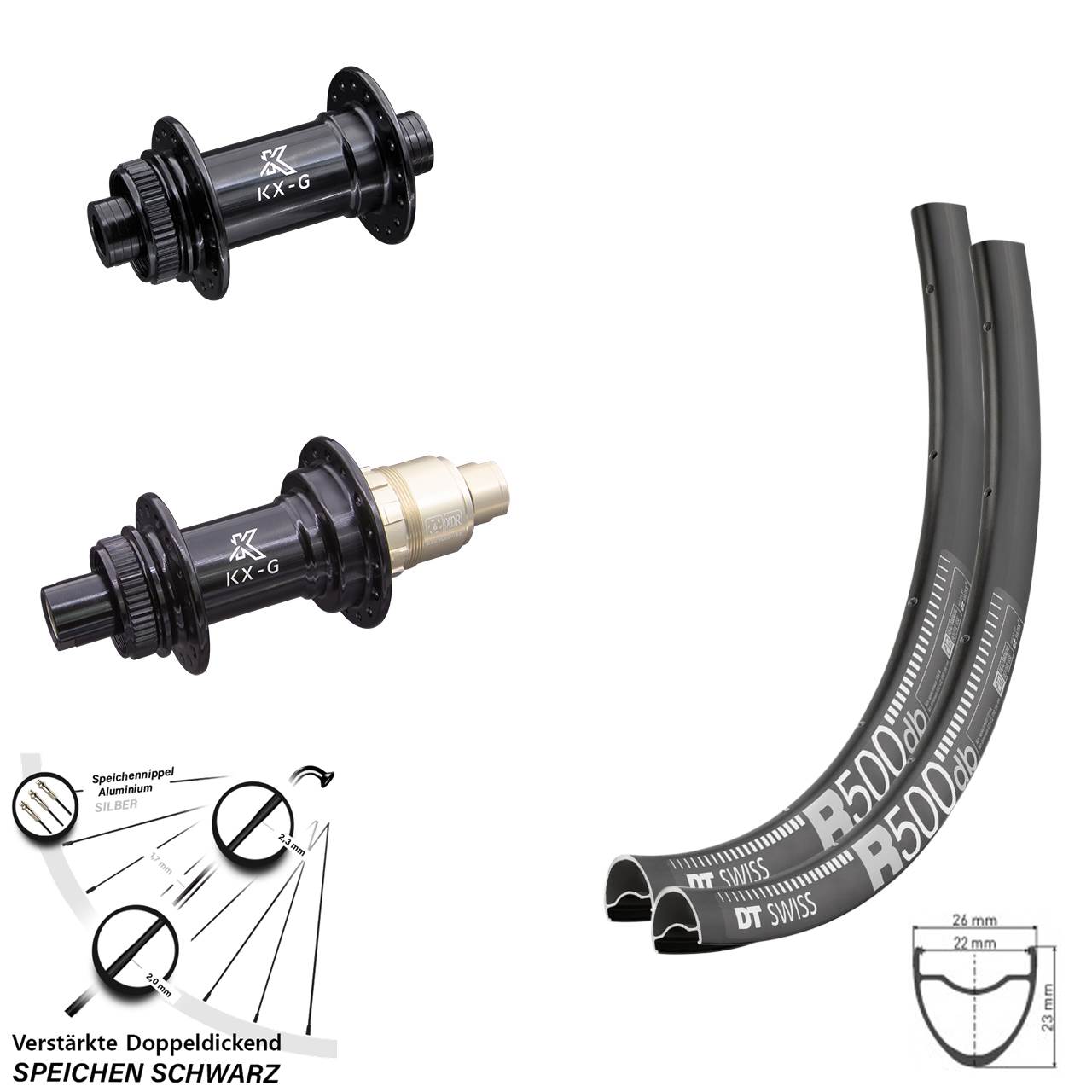 Centerlock Laufradsatz 28 Zoll DT Swiss R500 KX-G SRAM XDR 15x100 12x142