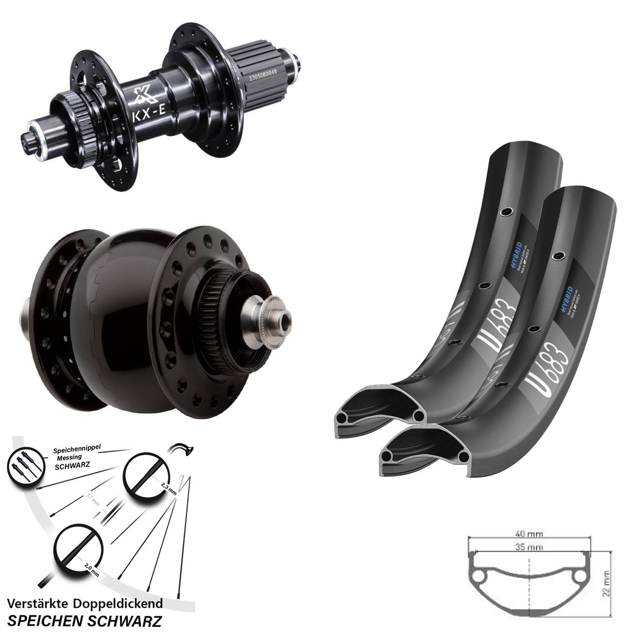 DT Swiss U683 KX-E Heavy Duty SON 28 27,5 Zoll Disc Laufradsatz QR Micro Spline