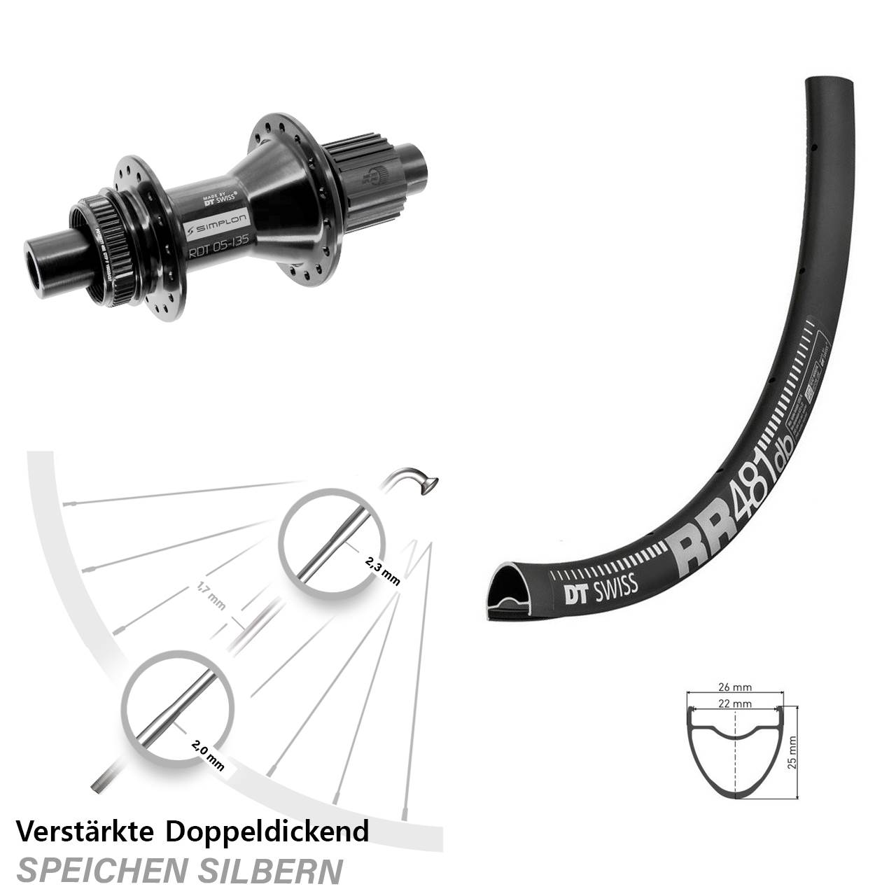 DT Swiss RR481 DT Swiss 370 Hybrid 28 Zoll Disc Laufrad 12x142 Shimano Micro Spline