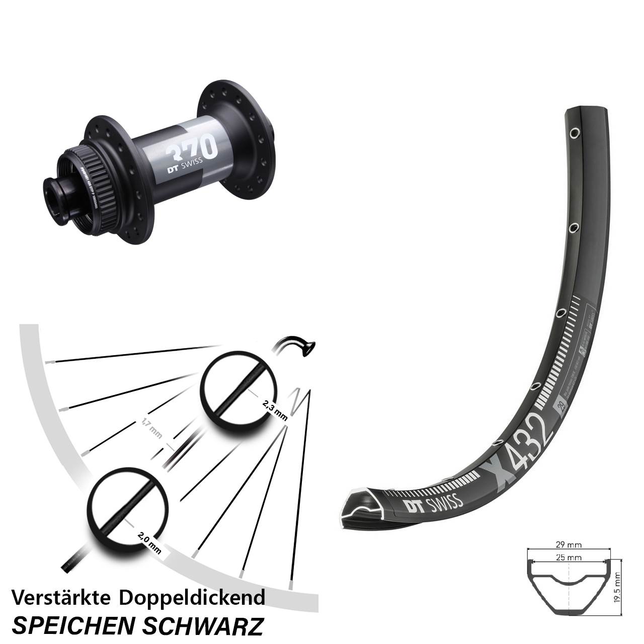 Disc Laufrad 15x100 29 Zoll DT Swiss X432-370