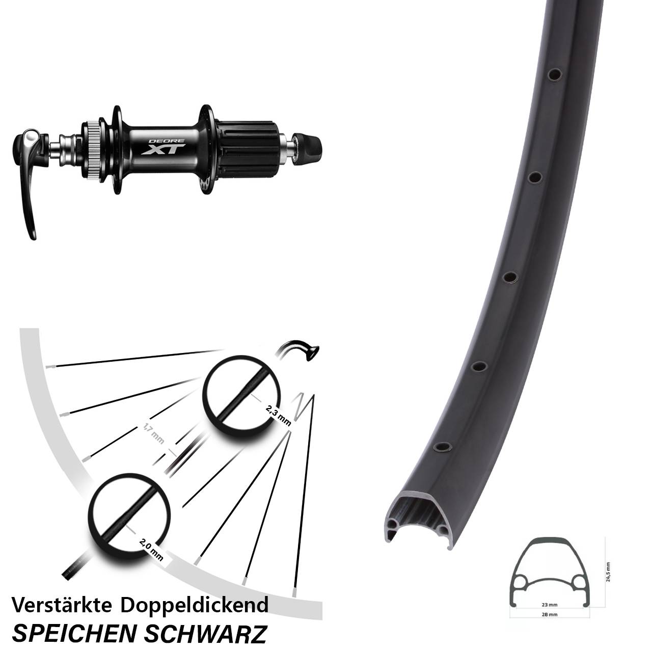 Centerlock Hinterrad 28-29 Zoll Ambrosio Sport Shimano XT 8-11 fach HG QR