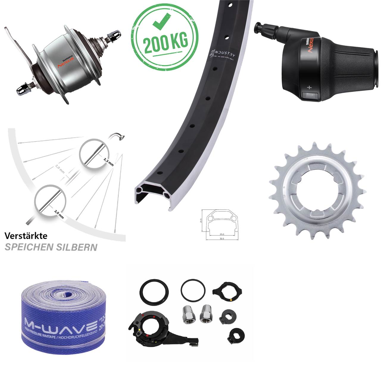 26 Zoll KX Industry Shimano Nexus 8 Gang Hinterrad mit Rücktrittbremse