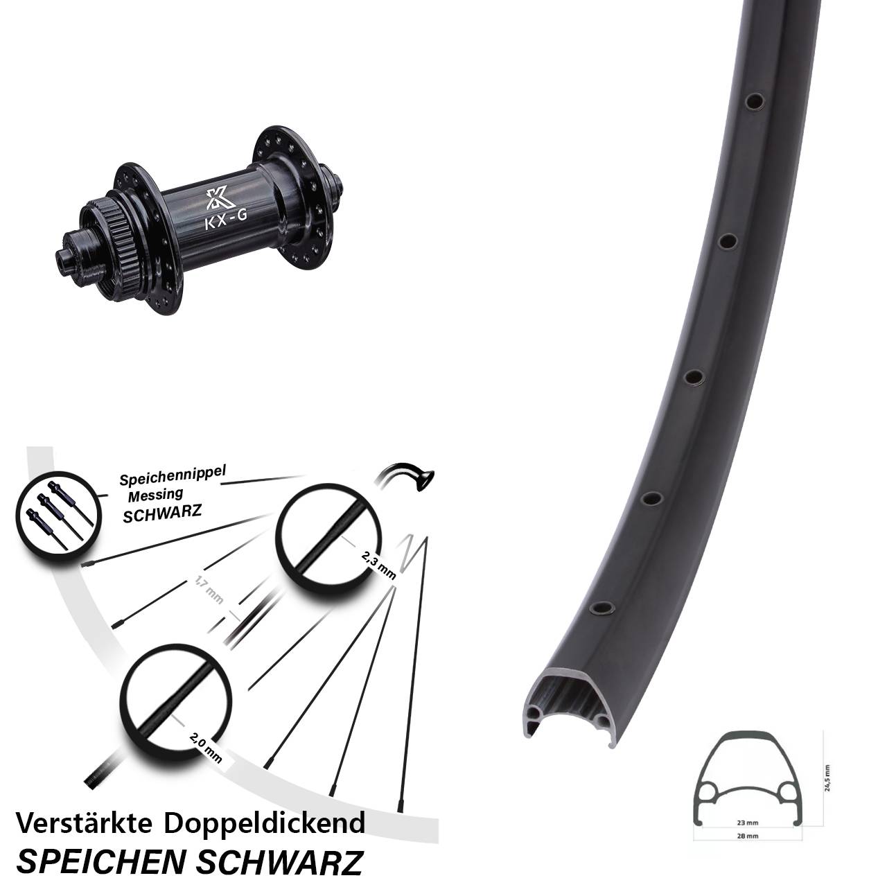 Centerlock Vorderrad 28 Zoll Ambrosio Sport KX-G für Schnellspanner