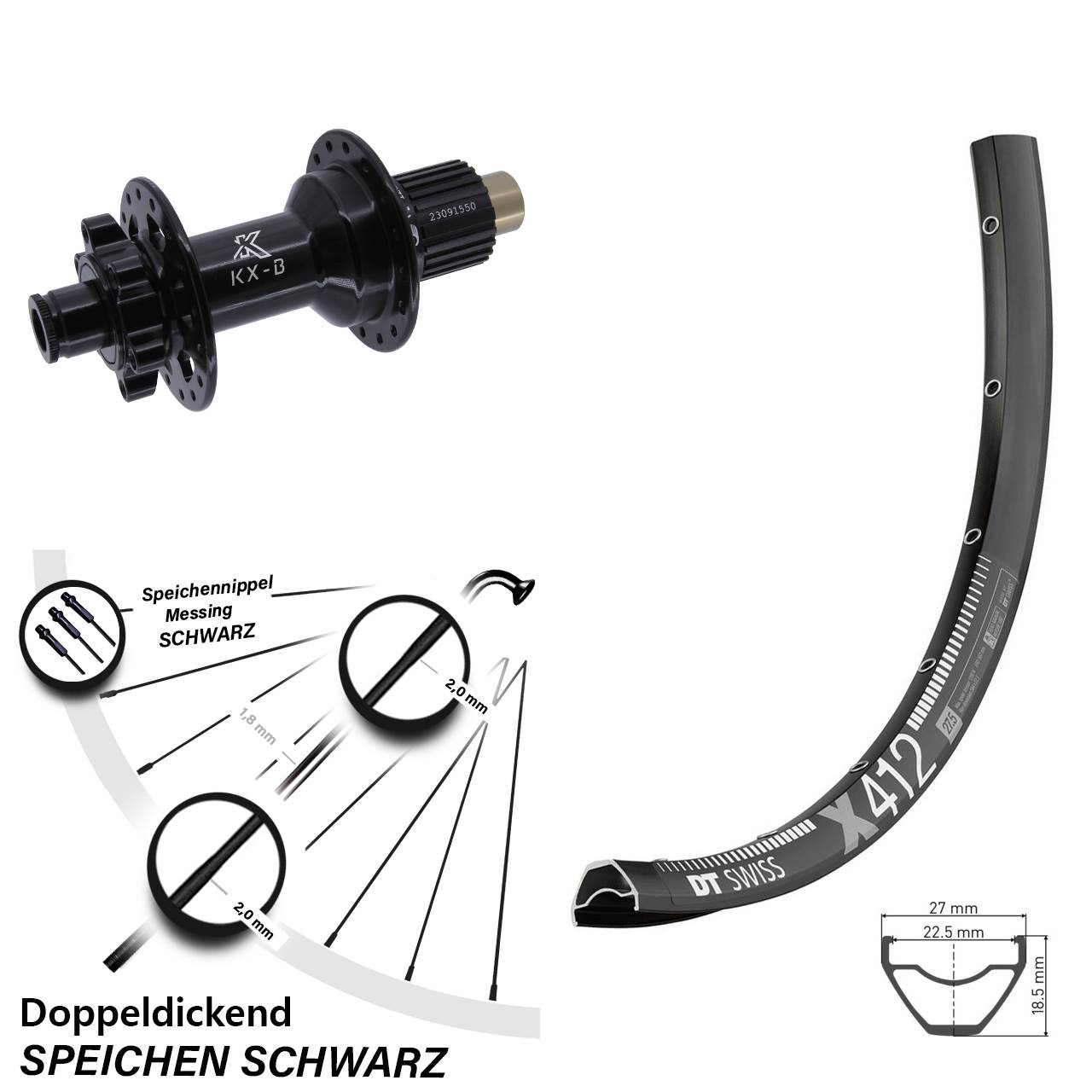 Disc Laufrad 12x148 29 Zoll DT Swiss X 412 KX-B Micro Spline