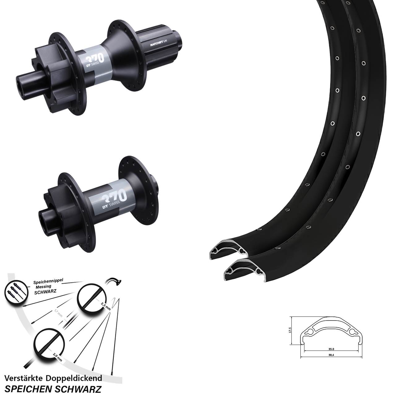 Ryde Disc 35 DT Swiss 370 29 Zoll 6-Loch Laufradsatz 15x100 12x142 8-11 fach HG