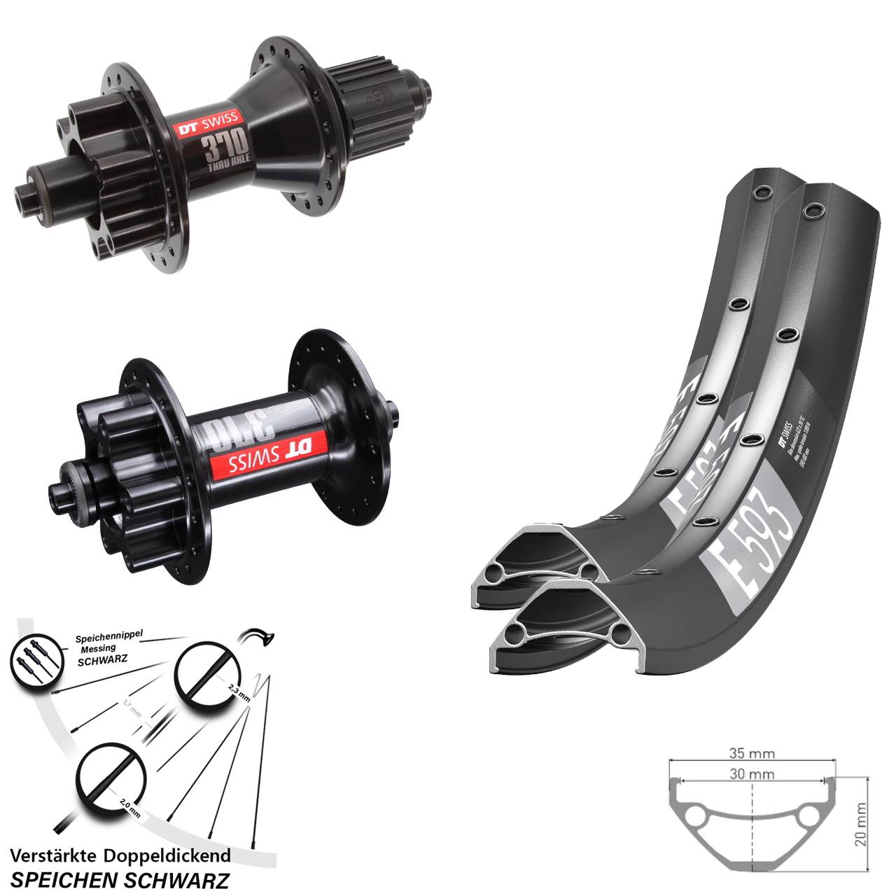 Laufradsatz 6-Loch QR 29 Zoll DT Swiss E 593-370 Shimano Micro Spline