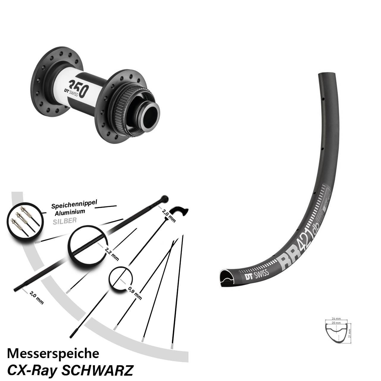 RR421 DT Swiss 350 28 Zoll Centerlock Vorderrad 15x100 CX-Ray