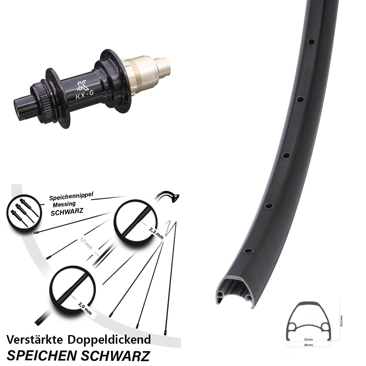 Ambrosio Sport KX-G 28 Zoll Centerlock Hinterrad 12x142 SRAM XDR