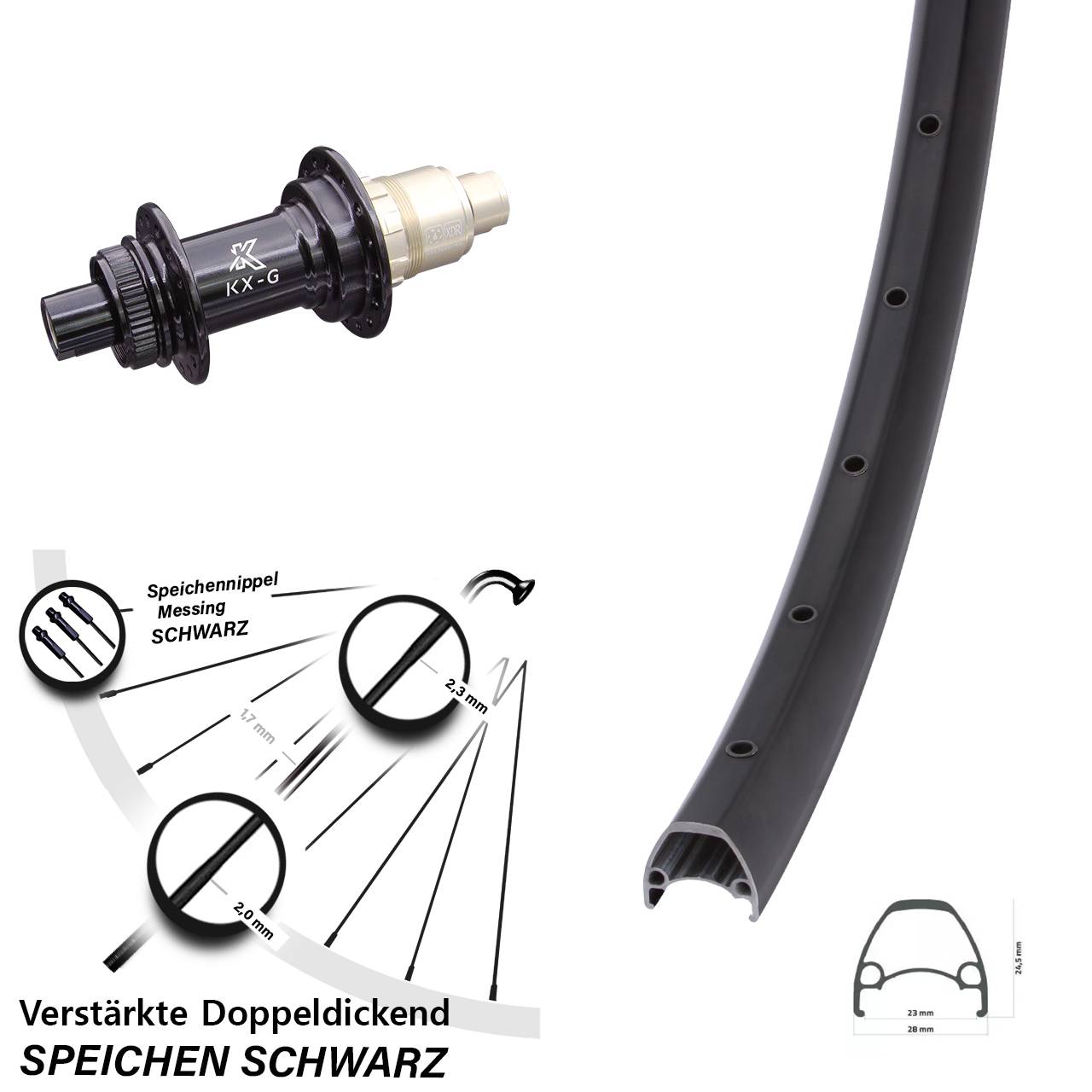 Ambrosio Sport KX-G 28 Zoll Centerlock Hinterrad 12x142 SRAM XDR