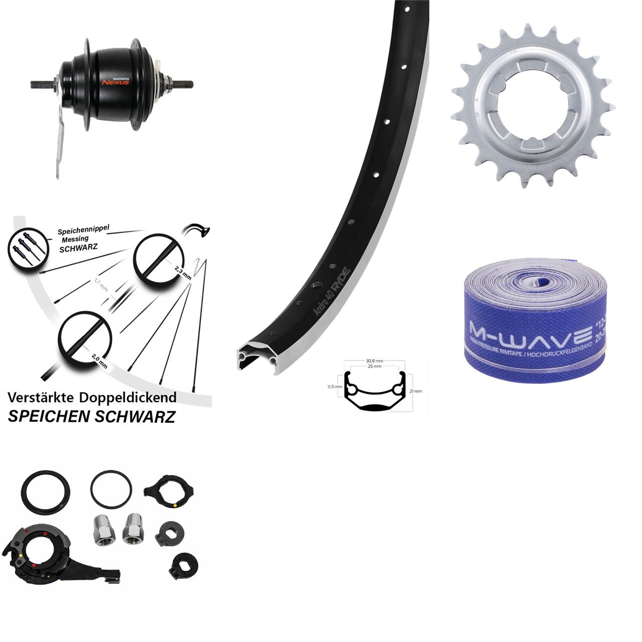 Ryde Andra 40 28 Zoll Hinterrad Shimano Nexus SG-C6001 8 Gang Rücktritt schwarz