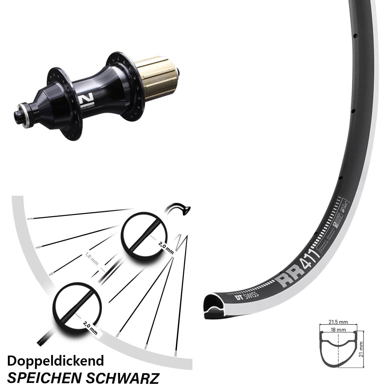 Novatec F162SB DT Swiss RR411 Hinterrad 28 Zoll