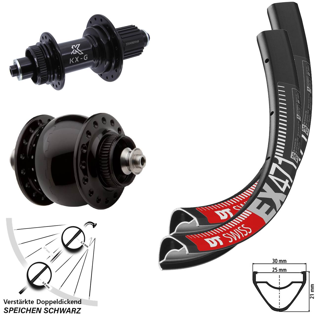 26 Zoll DT Swiss EX 471 KX-GS Heavy Duty SON 28 Laufradsatz Centerlock QR Micro Spline