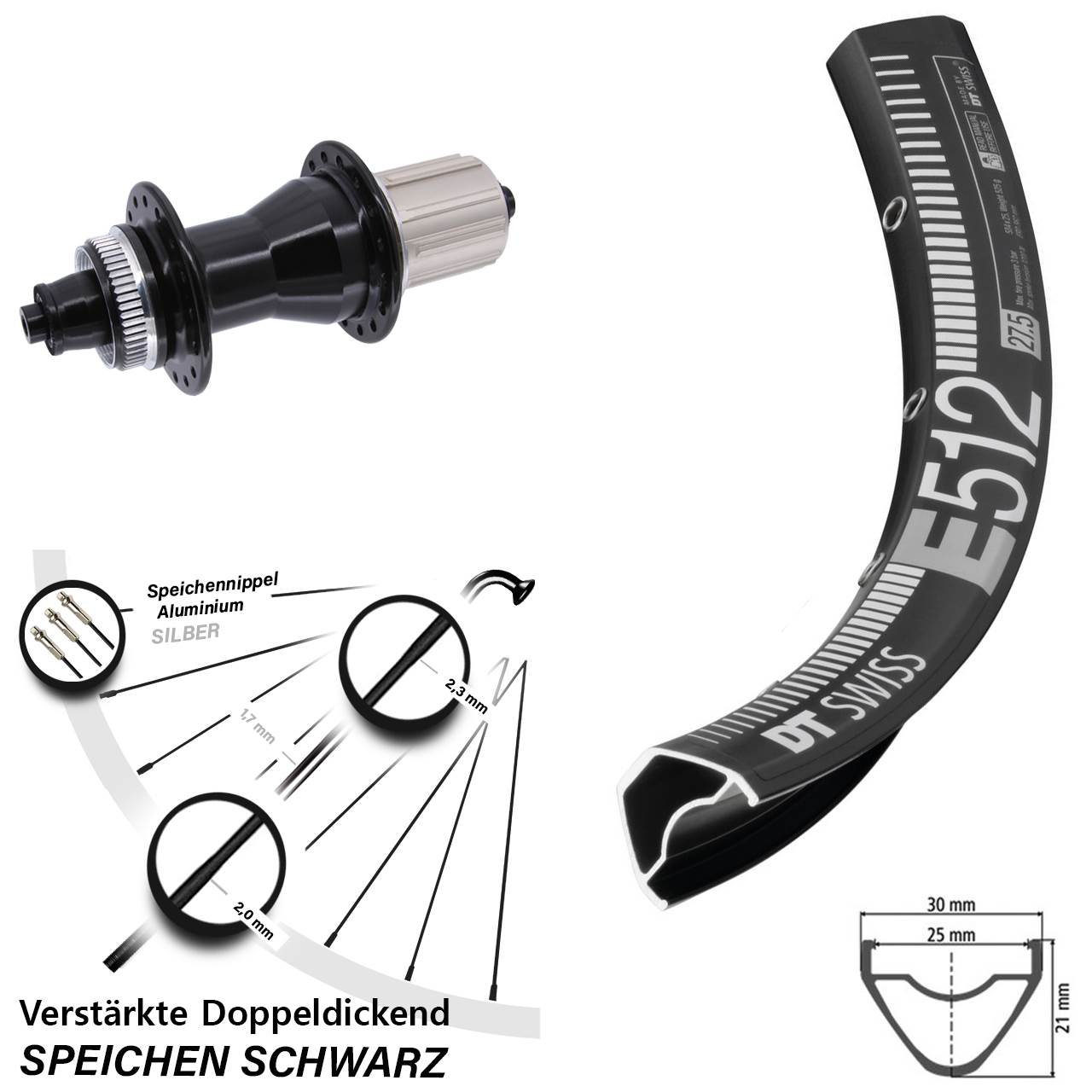 29 Zoll Hinterrad DT Swiss E 512 Novatec CL135 8-12 fach für Schnellspanner