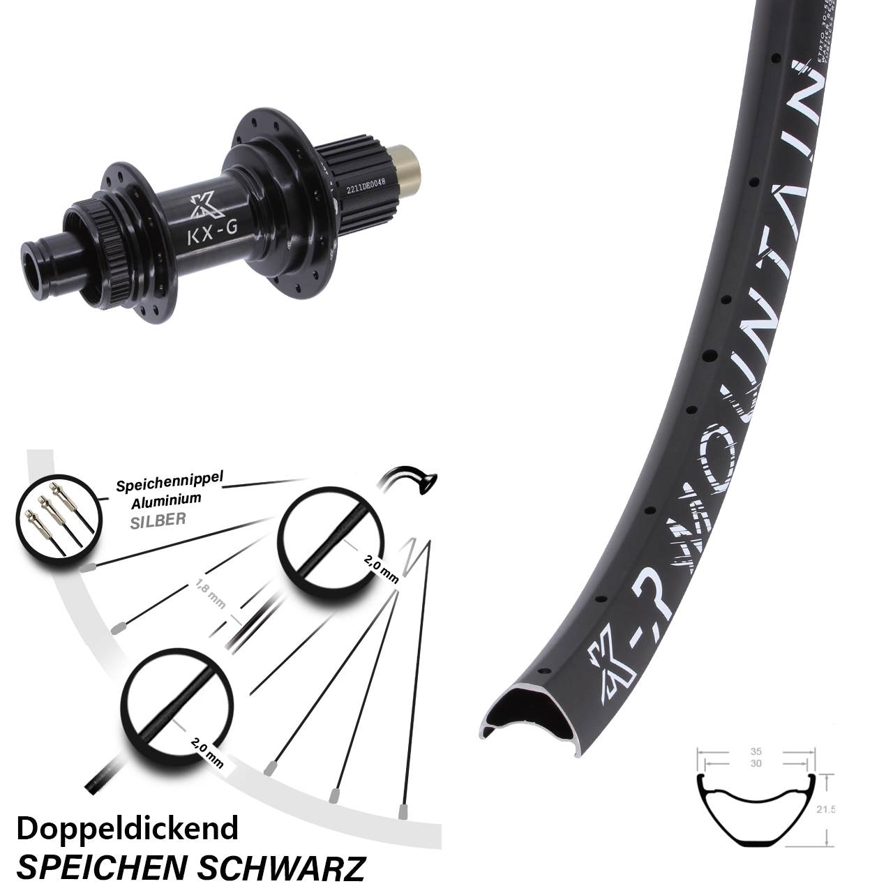 27,5 Zoll R Mountain Hinterrad KX-G Micro Spline 12x142