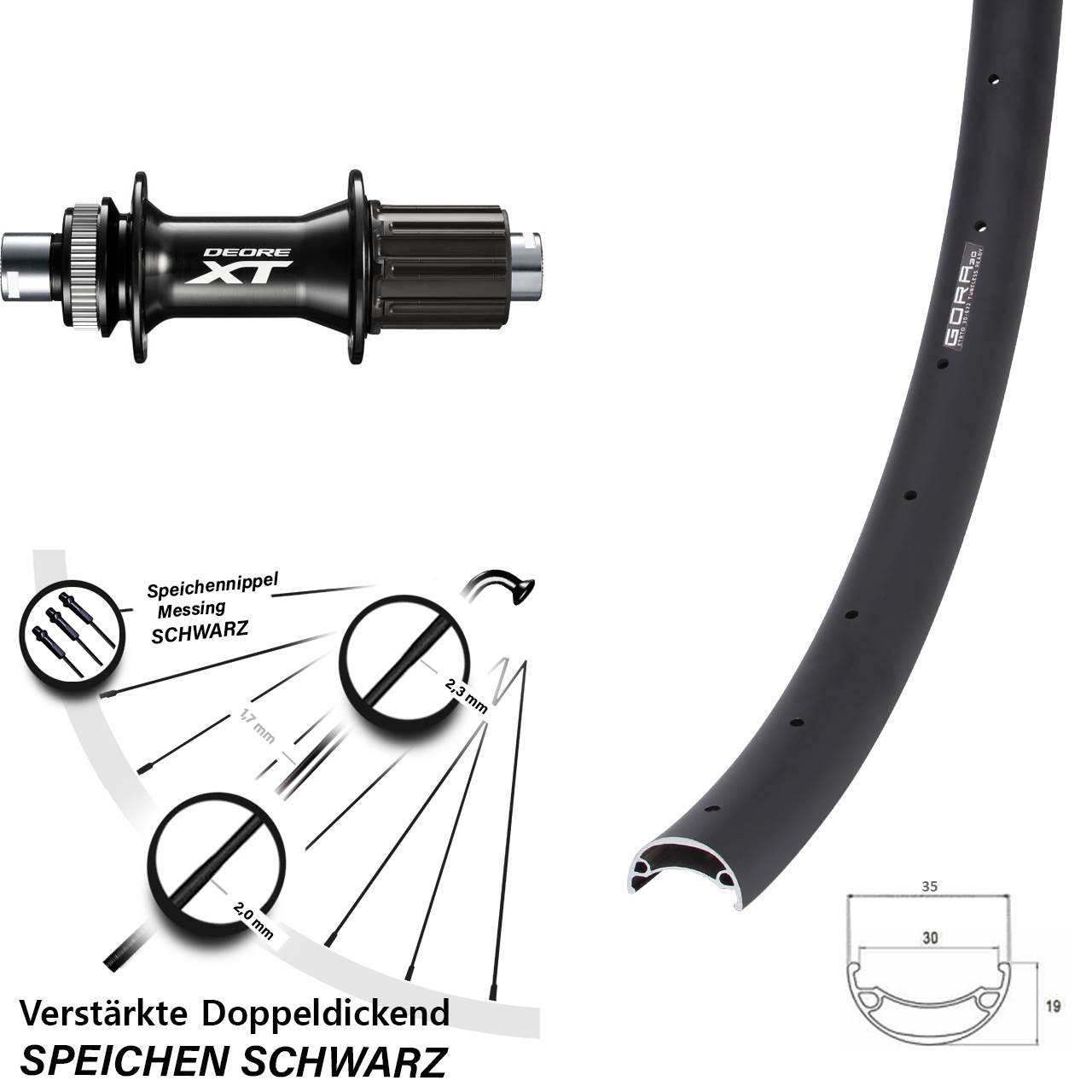 Centerlock Hinterrad 12x148 27,5 Zoll Gora 30 Shimano XT 8-11 fach HG