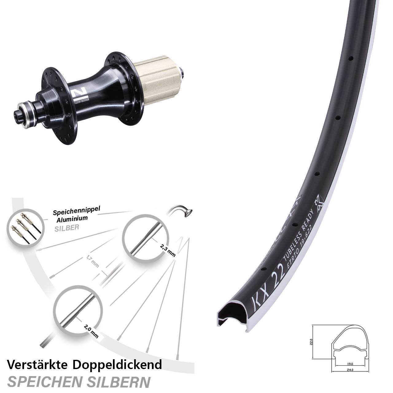 28 Zoll KX 22 OS Novatec F162 Hinterrad QR 8-12 fach