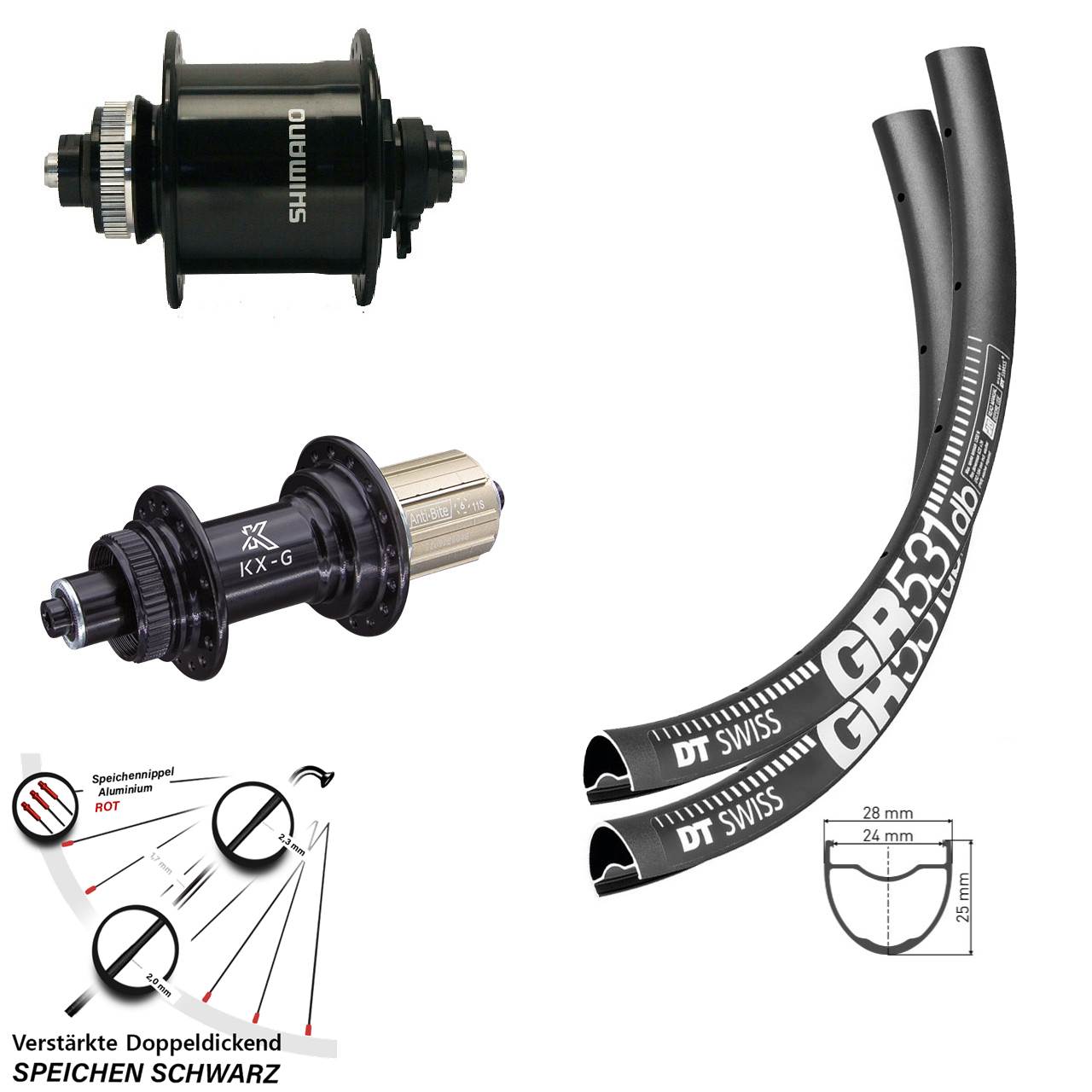 Laufradsatz Centerlock QR 28 Zoll DT Swiss GR531 KX-G Shimano DH-UR700-3D 8-12 fach HG