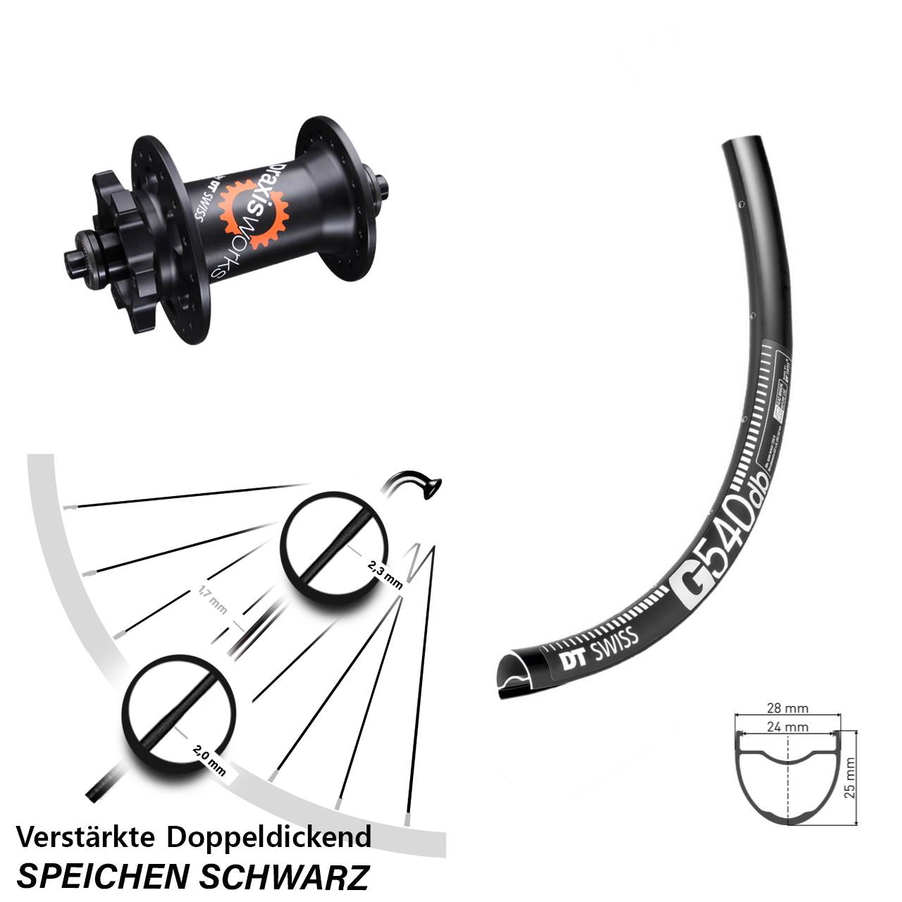 Disc Laufrad 27,5 Zoll DT Swiss G540-350 für Schnellspanner