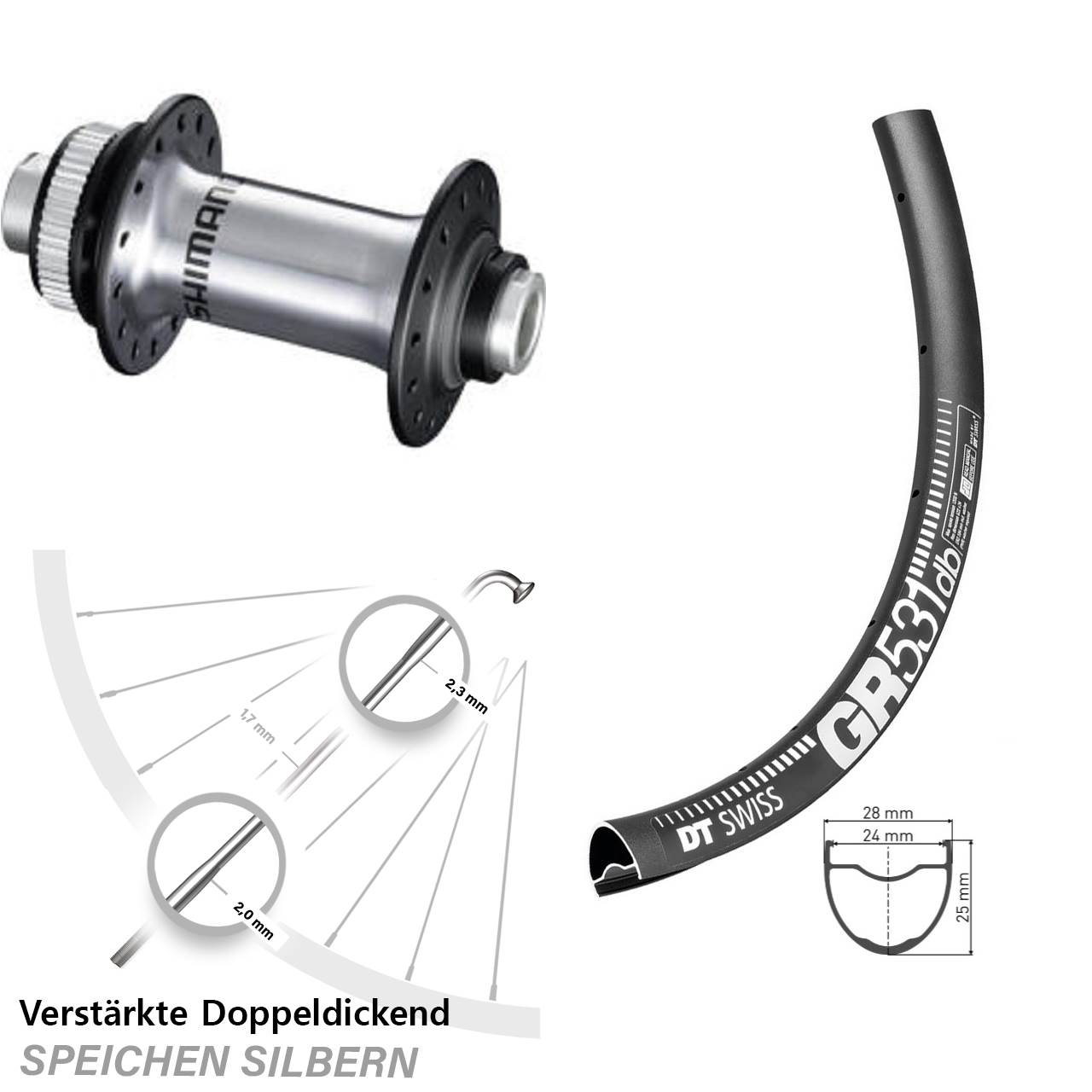 Disc Vorderrad 12x100 29 Zoll DT Swiss GR531 Shimano RS770