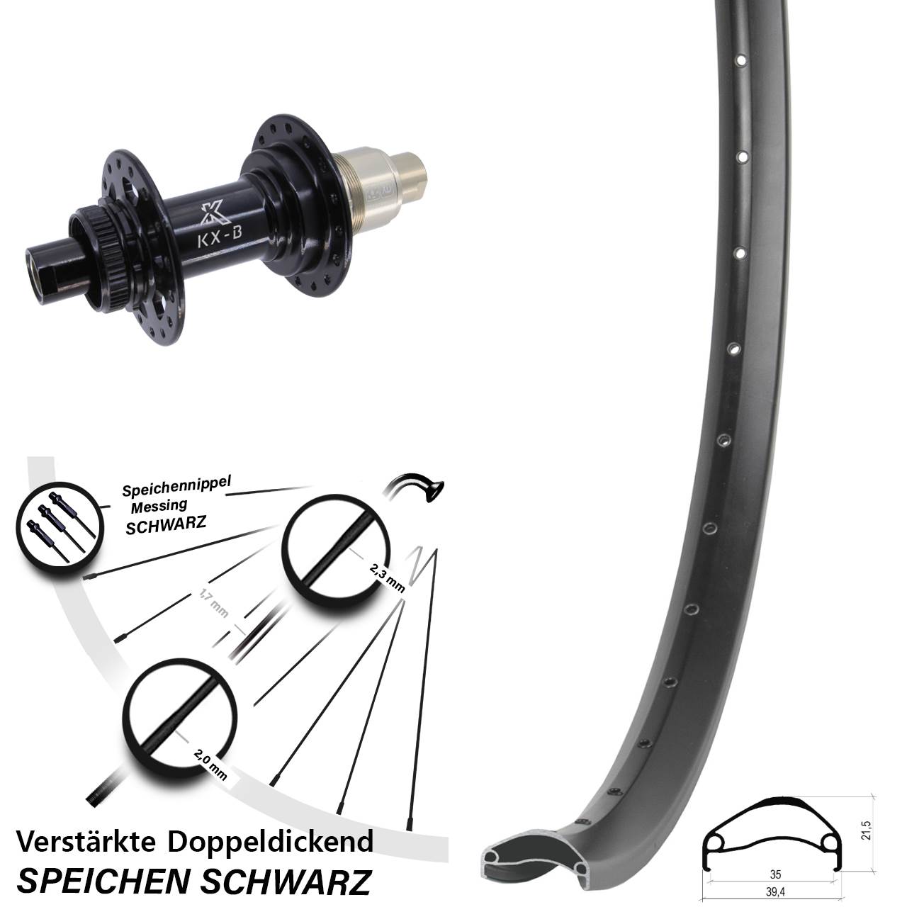 Ambrosio E35 KX-B 29 Zoll Hinterrad Centerlock 12x148 XD
