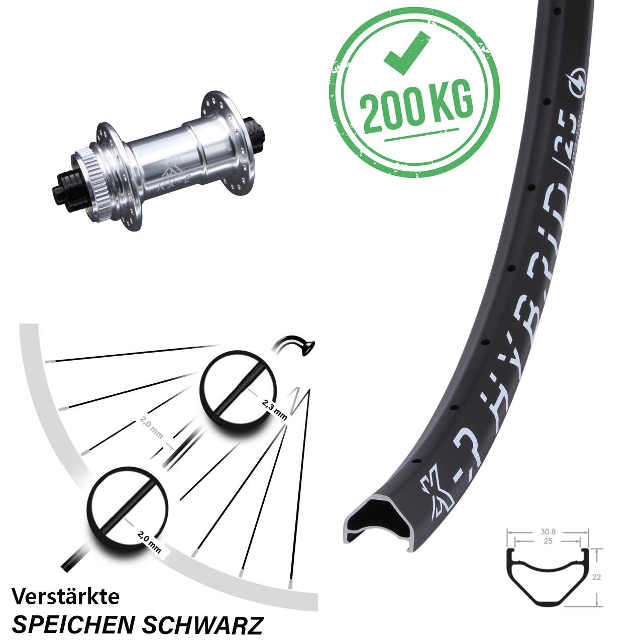 29 Zoll KX-R Hybrid 25 KX-E verstärkt Disc Laufrad für Schnellspanner