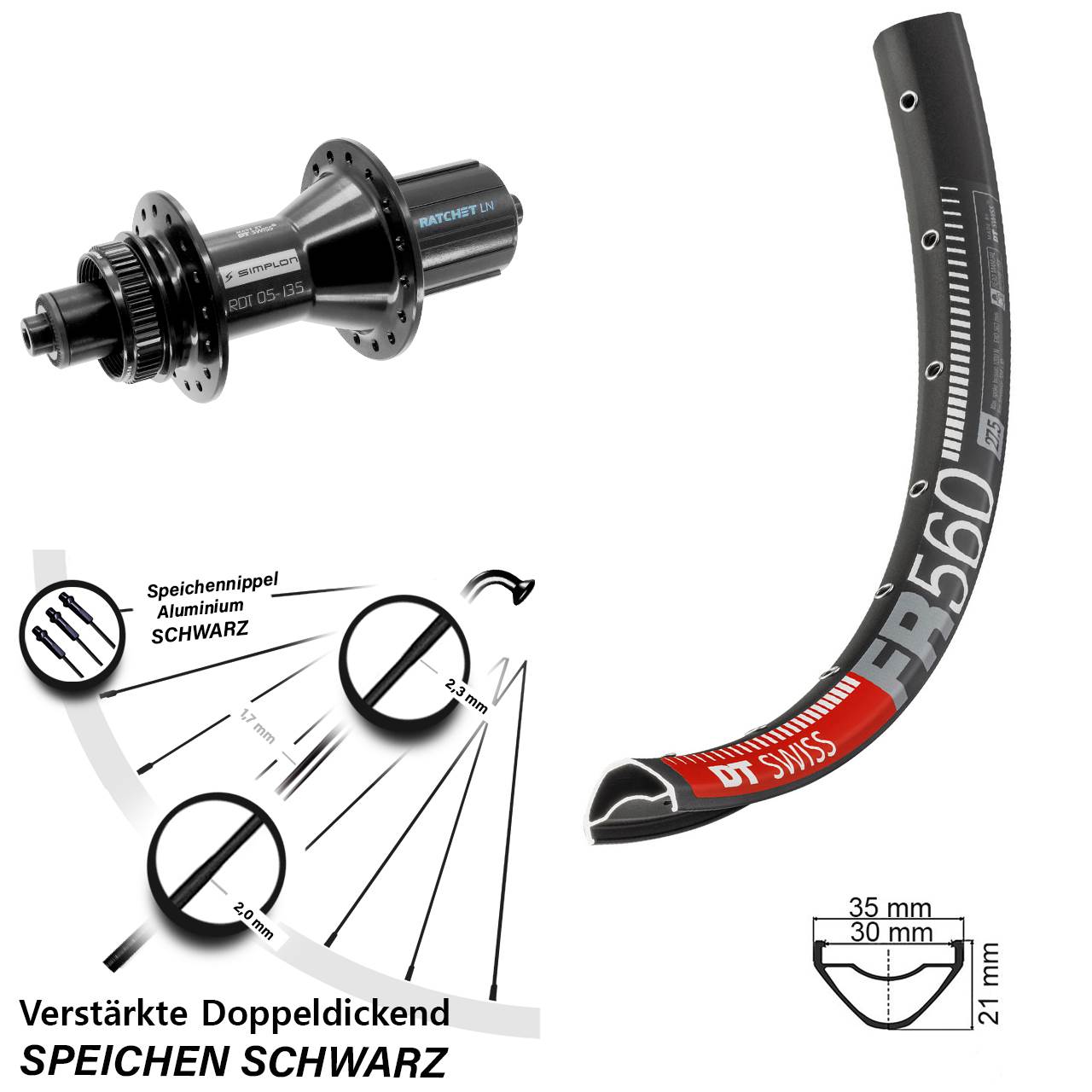 DT Swiss FR560-370 Hybrid 26 Zoll Hinterrad Centerlock QR 8-11 fach