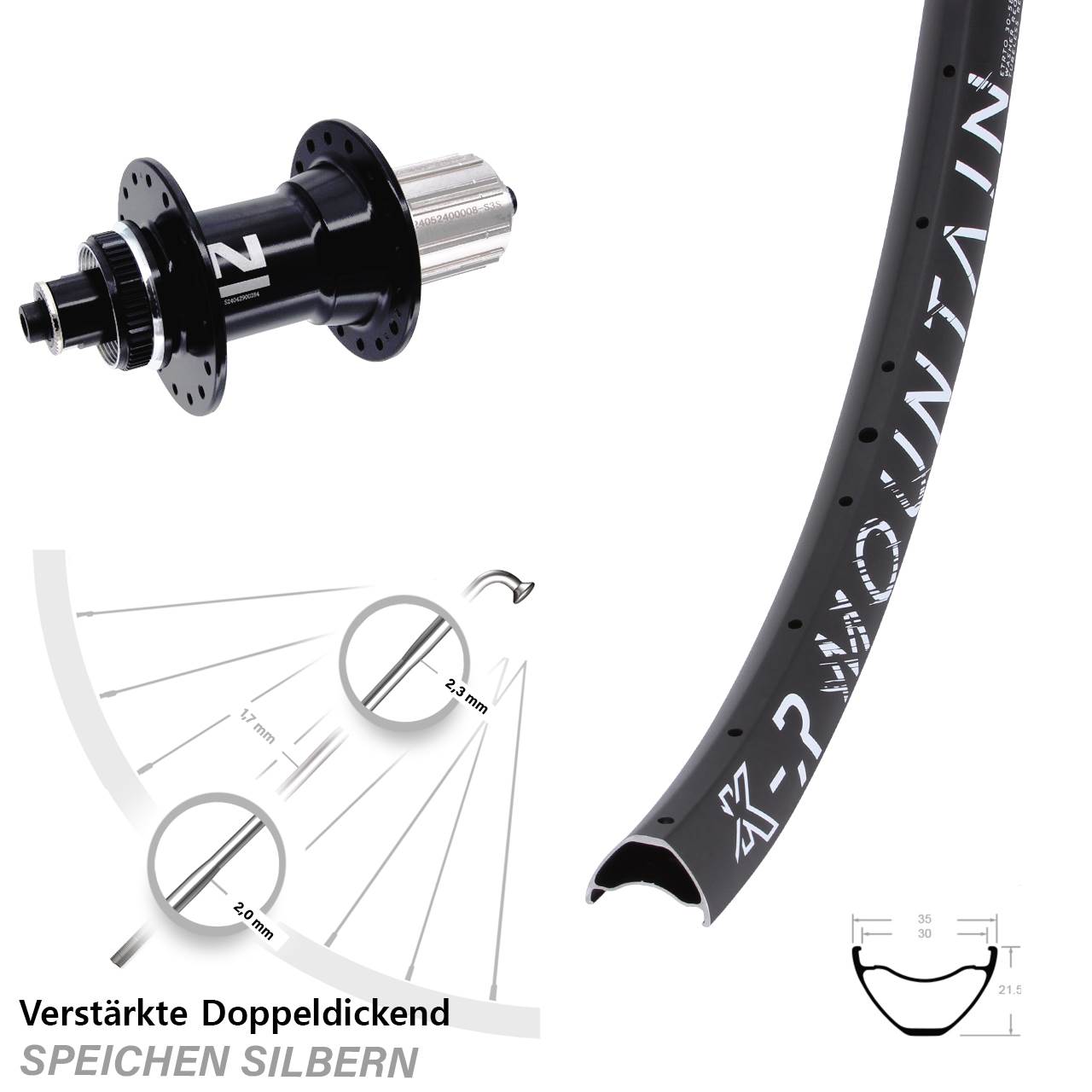 Disc Hinterrad 29 Zoll KX-R Mountain Novatec D042 8-12 fach für Schnellspanner