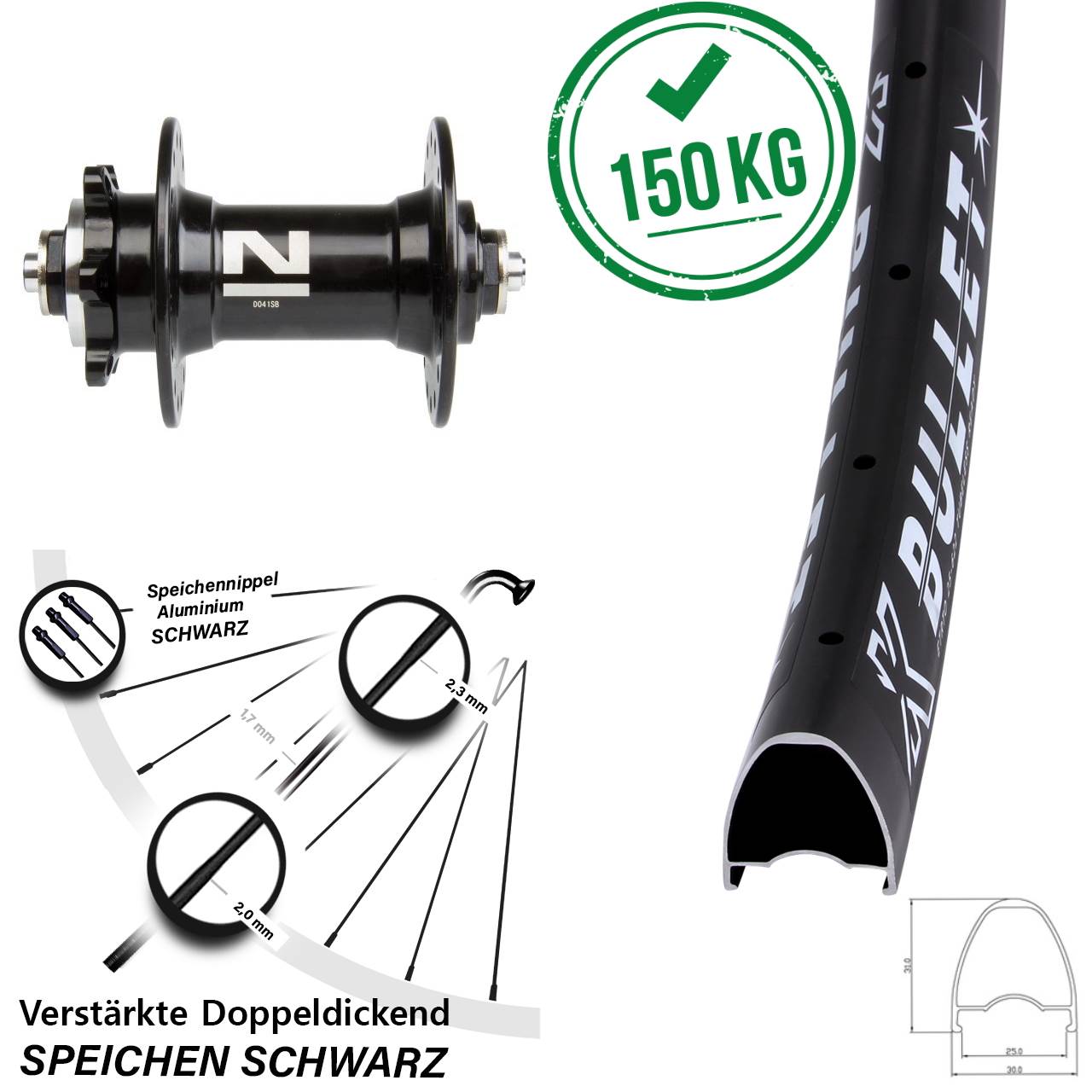 Disc Vorderrad 28 Zoll KX Bullet Novatec D041 für Schnellspanner