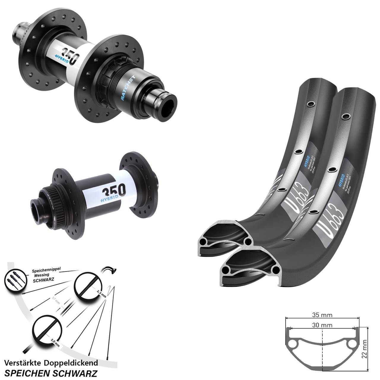 Centerlock Laufradsatz 20 Zoll DT Swiss U663-350 Hybrid SRAM XD 15x110 12x148