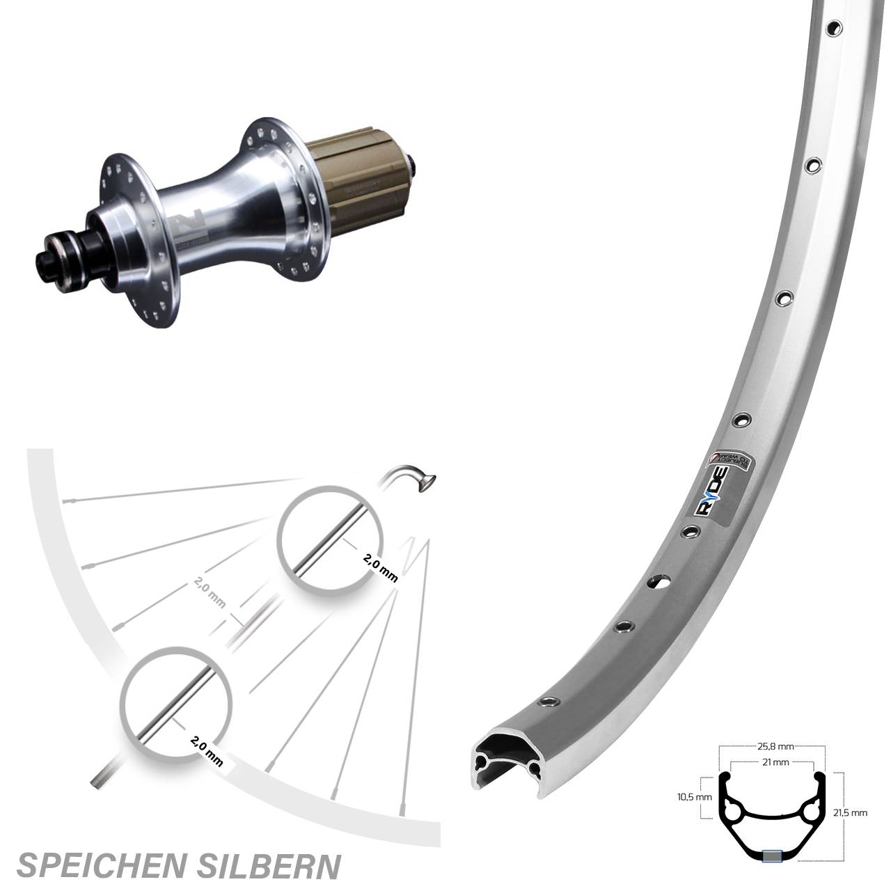 Hinterrad 27,5 Zoll Ryde ZAC 421 Novatec F162 8-12 fach HG 5x130