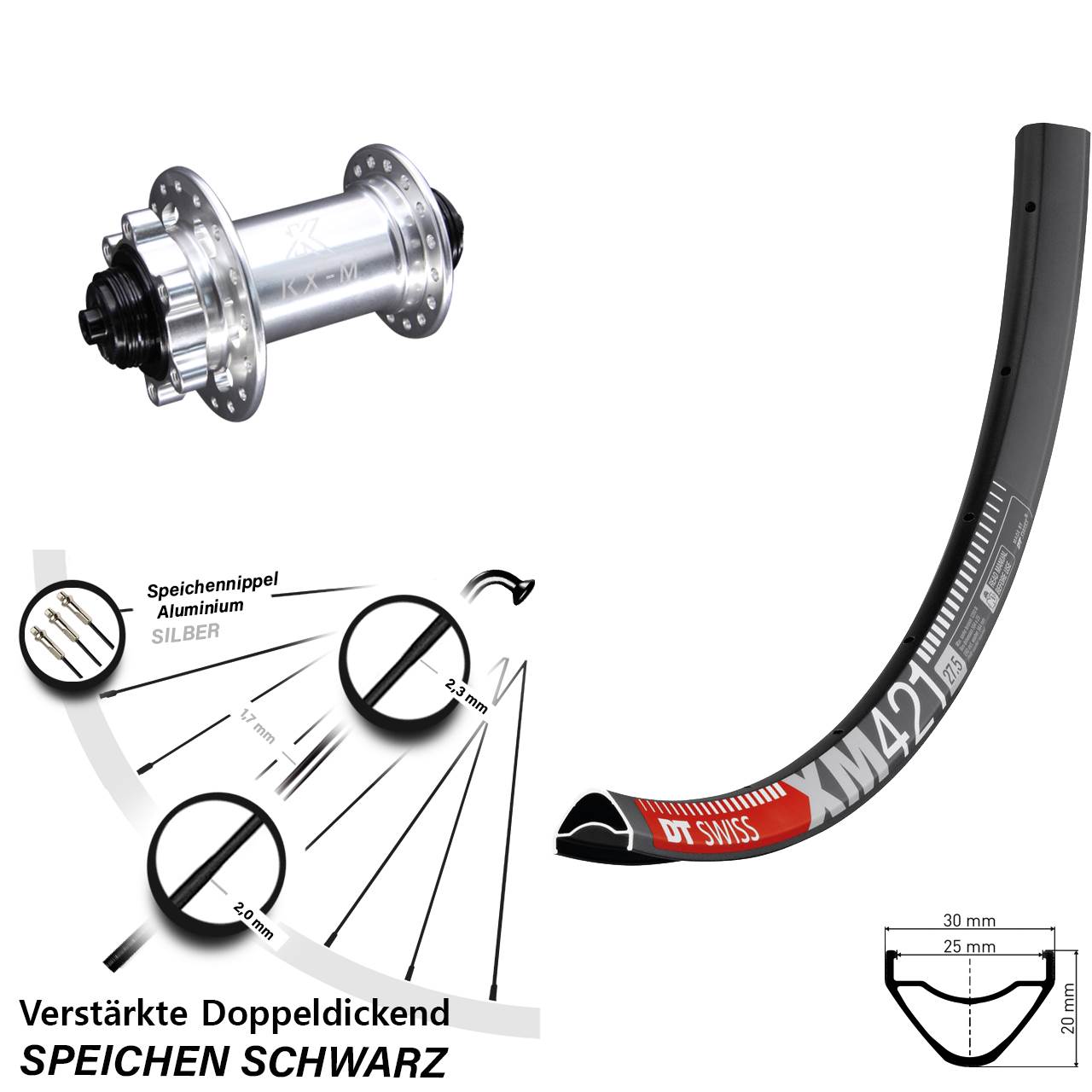 Disc Laufrad QR 27,5 Zoll DT Swiss XM 421 KX-M