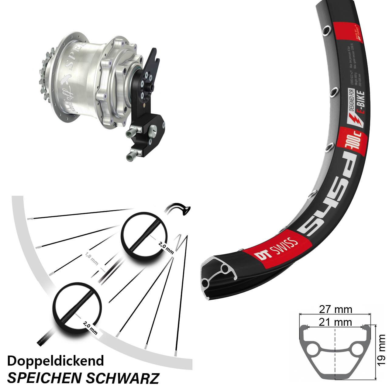 Rohloff Speedhub CC OEM2 DB DT Swiss 545 Hinteres Rad 26 Zoll
